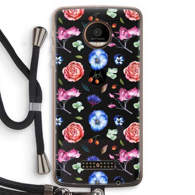 Bloemetjes: Motorola Moto Z Force Transparant Hoesje met koord