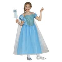 Prinsessen verkleed jurk/kostuum - blauw - voor meisjes - prinses - ijsprinses - incl. cape