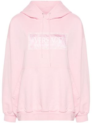 Versace hoodie en coton à logo brodé - Rose