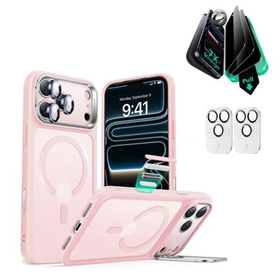 iPhone 17 Pro Max Bundle Classic Hybrid Magnetic Case (Camera Control, Stash Stand) and Armorite Privacy Screen Protector - Frosted Bubblegum Pink iPhone 17 Pro Max Bundle Classic Hybrid Magnetic Case (Camera Control, Stash Stand) and Armorite Privacy Screen Protector - Frosted Bubblegum Pink