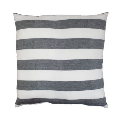 Groot Katoenen Sierkussen Chambray Zwart Gestreept (60 x 60 cm) Groot Katoenen Sierkussen Chambray Zwart Gestreept (60 x 60 cm)