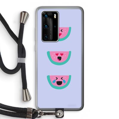Smiley watermeloen: Huawei P40 Pro Transparant Hoesje met koord
