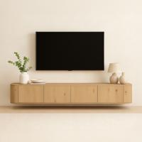 Livingfurn Hangend TV-meubel 'Novero' Eiken, 220cm, kleur Naturel