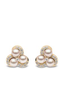 Yoko London puces d'oreilles en or 18ct ornées de perles d'Akoya et diamants