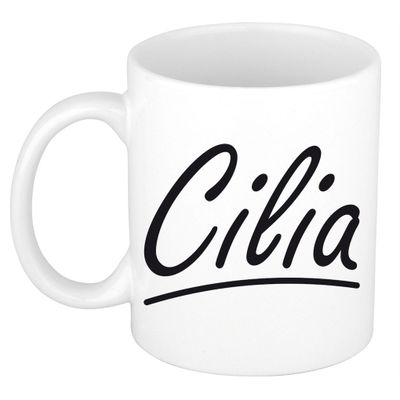 Naam cadeau mok / beker Cilia met sierlijke letters 300 ml Naam cadeau mok / beker Cilia met sierlijke letters 300 ml