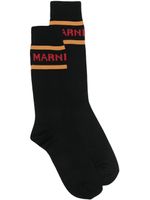 Marni chaussettes rayées à logo - Noir