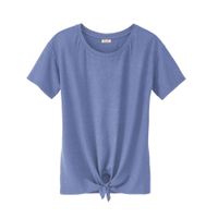 Shirt met bindstrik van hennep en bio-katoen, duifblauw Maat: 40/42