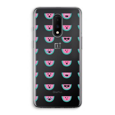 Smiley watermeloenprint: OnePlus 7 Transparant Hoesje