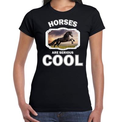 Paarden t-shirt - zwart - dames - horses are cool shirt - paarden liefhebber shirt Paarden t-shirt - zwart - dames - horses are cool shirt - paarden liefhebber shirt