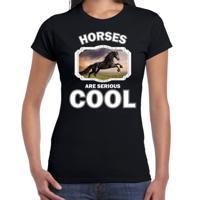 Paarden t-shirt - zwart - dames - horses are cool shirt - paarden liefhebber shirt