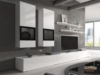 Tv-meubel set BABEL 5 deuren wit/hoogglans wit zonder led zonder salontafel - thumbnail