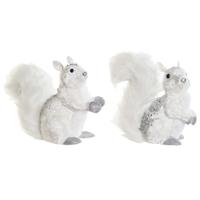 Kerstversiering DKD Home Decor Wit Eekhoorn 22 x 11 x 22 cm (2 Stuks)