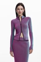 Vest met verticale strepen en rits - RED - XS