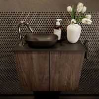 Mondiaz Fowy toiletmeubel 60cm dark brown met blad en waskom urban links 1 kraangat
