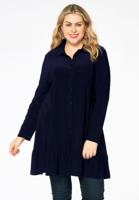 Yoek Blouse met ruches | Blauw | Maat 50/52