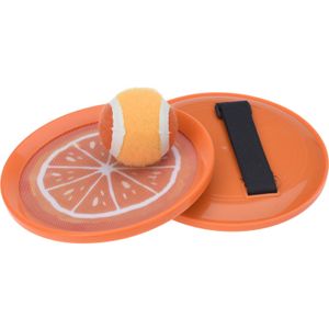 Strand vangbal spel met klittenband sinaasappel oranje 18.5 cm   -