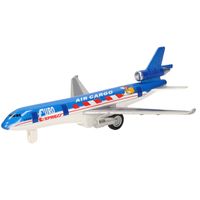 Blauw air cargo speelgoed vliegtuigje van metaal 19 cm - thumbnail