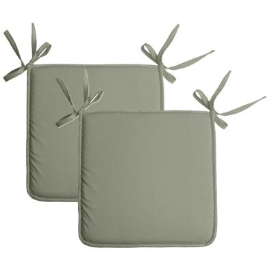 Stof Textile Home stoelkussens - 2x - groen - 38 x 38 x 3 cm - voor binnen - vierkant