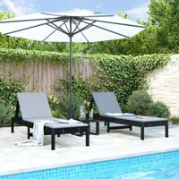 Ligbedden 2 st 199,5x60x74 cm massief grenenhout zwart