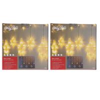 Kerstverlichting lichtgordijn - 2x - warm wit - 6 sterren - 63 led lampjes - 200 cm - lichtsnoer Kerstverlichting lichtgordijn - 2x - warm wit - 6 sterren - 63 led lampjes - 200 cm - lichtsnoer