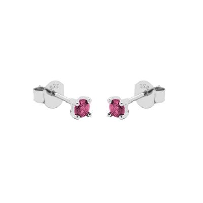 Karma Oorbellen Round Ruby Red Zirconia 2 mm Zilver