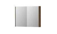 INK SPK2 spiegelkast met 2 dubbelzijdige spiegeldeuren, 4 verstelbare glazen planchetten, stopcontact en schakelaar 100 x 14 x 73 cm, massief eiken