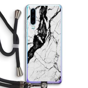 Witte marmer 2: Huawei P30 Transparant Hoesje met koord