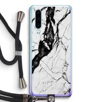 Witte marmer 2: Huawei P30 Transparant Hoesje met koord