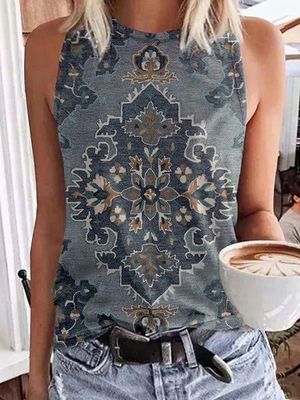 Katoen mengsels Bemanning Nek breien Tank