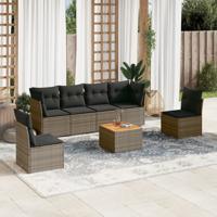 7-delige Loungeset met kussens poly rattan grijs 7-delige Loungeset met kussens poly rattan grijs