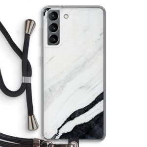 Elegante marmer: Samsung Galaxy S21 Transparant Hoesje met koord