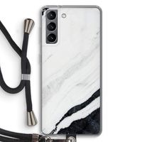 Elegante marmer: Samsung Galaxy S21 Transparant Hoesje met koord