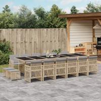 17-delige Tuinset met kussens poly rattan beige