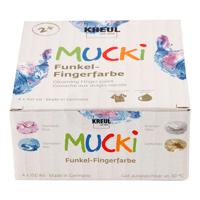 Creativ Company Mucki vingerverf metallic blauw/goud/roze/zilver, 4st.