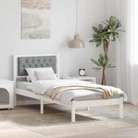 Bedframe met hoofdeinde Lichtgrijs 75 x 190 cm Stof Bedframe met hoofdeinde Lichtgrijs 75 x 190 cm Stof