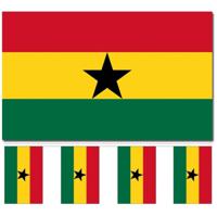 Ghana versiering/feestartikelen set - vlag 90 x 150 cm - vlaggenlijn van 300 cm - landen - thumbnail