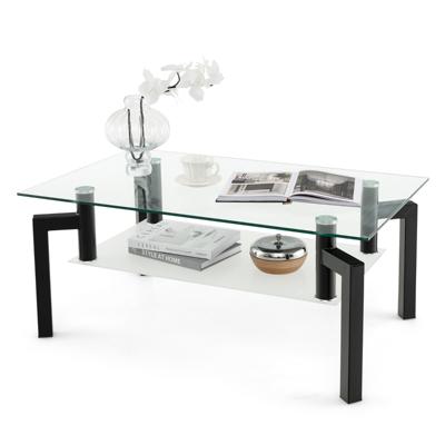 Salontafel met Glazen Tafelblad Glazen Tafel Koffietafel Woonkamertafel Salontafel Theetafel 100 x 60 x 43 cm