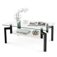 Salontafel met Glazen Tafelblad Glazen Tafel Koffietafel Woonkamertafel Salontafel Theetafel 100 x 60 x 43 cm