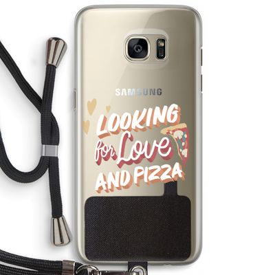 Pizza is the answer: Samsung Galaxy S7 Edge Transparant Hoesje met koord