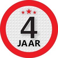 10x 4 Jaar leeftijd stickers rond 9 cm verjaardag versiering - Feeststickers