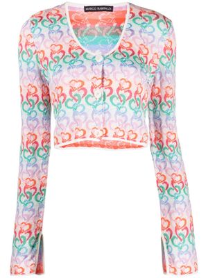 Marco Rambaldi cardigan crop à motif de cœurs - Blanc