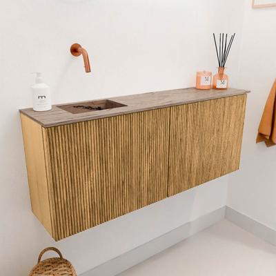 Toiletmeubel Mondiaz Joya Dlux | 100 cm | Meubelkleur Oak | Faye wastafel Arena Wasbak Links | Zonder kraangat(en)