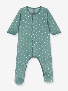 Fluwelen babypyjama met sterren PETIT BATEAU groen, bedrukt