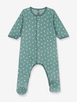 Fluwelen babypyjama met sterren PETIT BATEAU groen, bedrukt - thumbnail