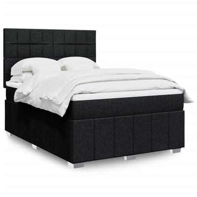 Boxspring met matras stof zwart 140x190 cm
