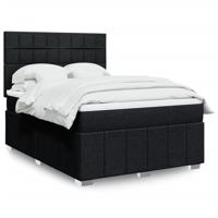 Boxspring met matras stof zwart 140x190 cm