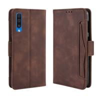 Portemonnee stijl huid voelen kalf patroon lederen draagtas voor Galaxy A50/A50s met aparte kaartsleuf (bruin)