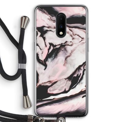 Roze stroom: OnePlus 7 Transparant Hoesje met koord