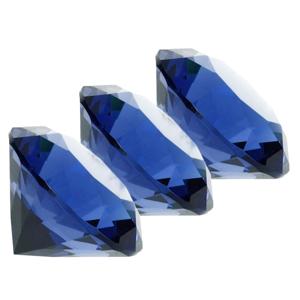 Namaak/nep diamant edelsteen - 3x - van glas - blauw - 4 x 4 cm
