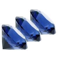 Namaak/nep diamant edelsteen - 3x - van glas - blauw - 4 x 4 cm
